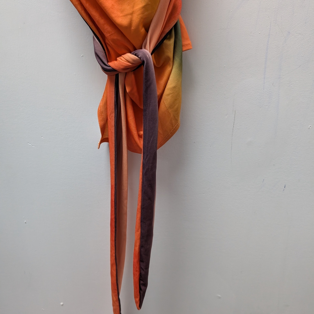 Zara Orange and Green Color-Block Top - Picture 4 of 8